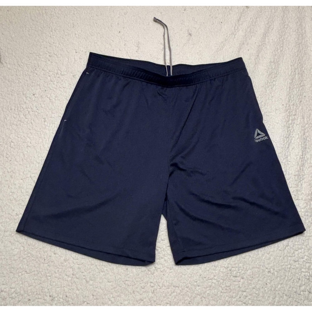 Reebok Mens Shorts 2XL Athletic Navy Blue Speedwick 100% Polyester Solid Knit